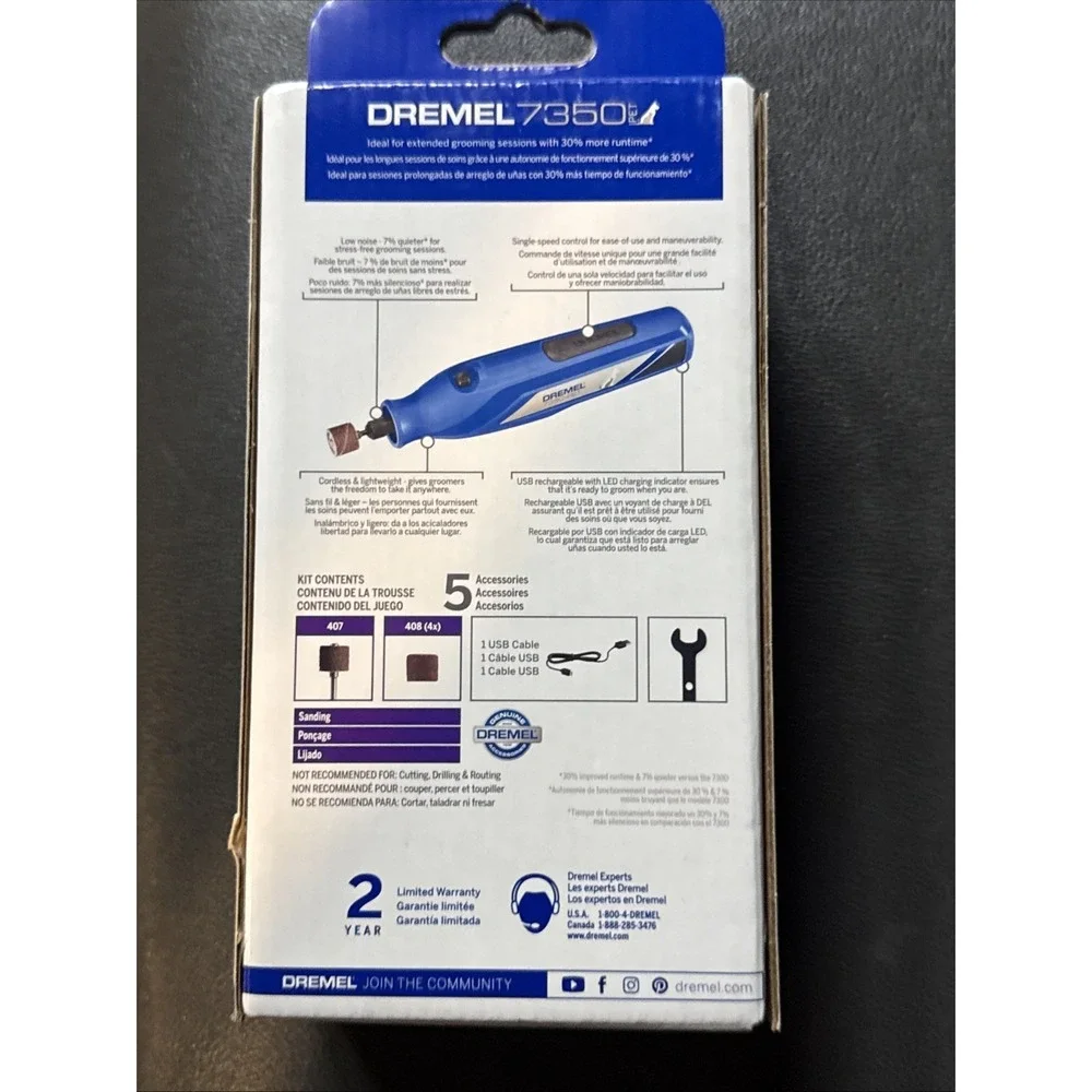 Dremel 7350-PET 4V Pet & Dog Nail Grinder, Easy-To-Use & Safe Nail Groomer